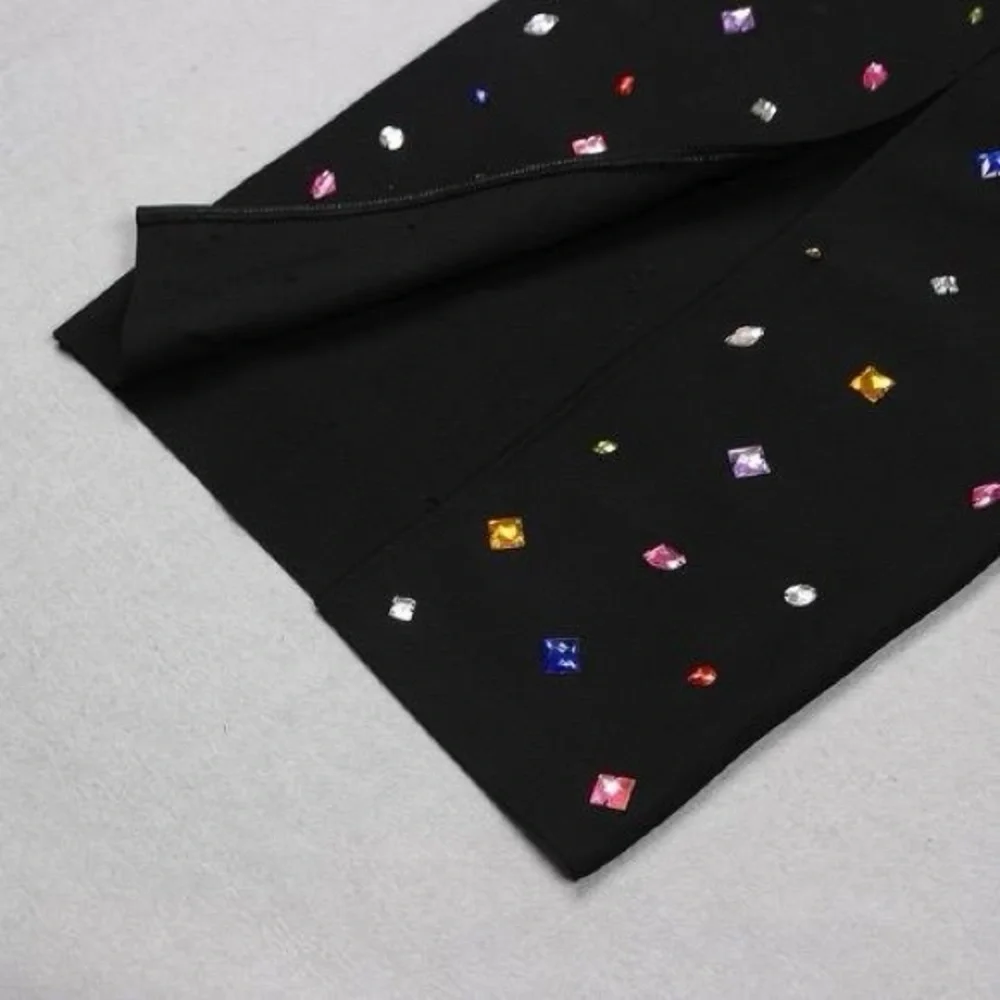 Crystal Embellished Long Sleeve Midi Bandage Dress - Picture 8 of 10